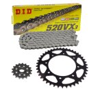 Chain and Sprocket Set compatible for Kawasaki KLE500 05-07 chain DID 520 VX3 108 open 17/44