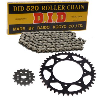 Chain and Sprocket Set compatible for Kawasaki BJ 250 Estrella 94-99 DID 520 L 102  open  15 / 38