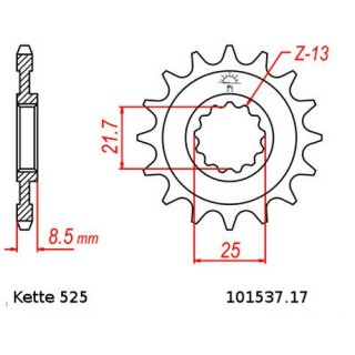 Kettensatz geeignet für Kawasaki KLV1000 04-06 Kette DID 525 ZVM-X 112 offen 17/41