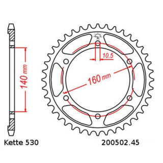Kettensatz geeignet fr Kawasaki ZX-10B Tomcat 88-90 CONVERSION Kette DID 530 ZVM-X 110 offen 17/45