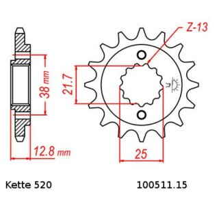 Kettensatz geeignet für Kawasaki KLR650 90-15 Kette DID 520 VX3 106 offen 15/43