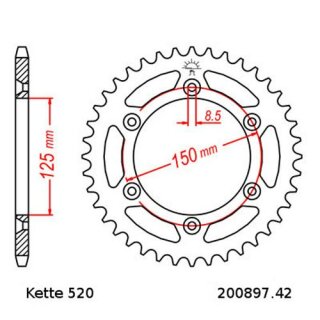 Kettensatz geeignet für KTM EXC125 01-11 Kette DID 520 ZVM-X 118 offen 14/42