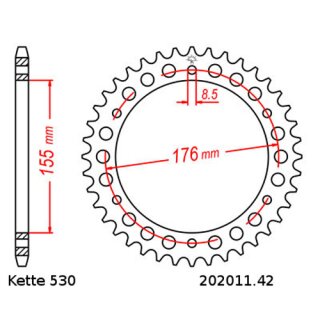Kettenrad Stahl Teilung 530 und 42 Zähnen JTR2011.42