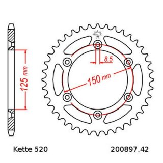 Kettensatz geeignet fr KTM EXC300 2004 Kette DID 520 ZVM-X 118 offen 13/42