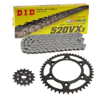 Chain and Sprocket Set KTM EXC525 03-07 chain DID 520 VX3 118 open 15/45