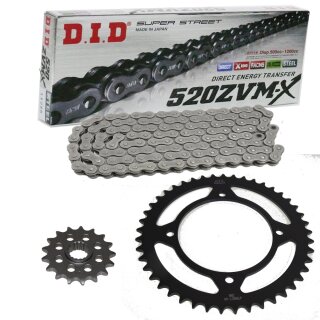 Chain and Sprocket Set compatible for Yamaha XV125 Virago 97-01 Chain DID 520 ZVM-X 114 open 13/47