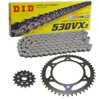 Chain and Sprocket Set compatible for Yamaha YZF600 Thunder Cat 96-03 chain DID 530 VX3 108 open 15/47