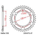 Steel rear sprocket with pitch 530 and 47 teeth JTR479.47