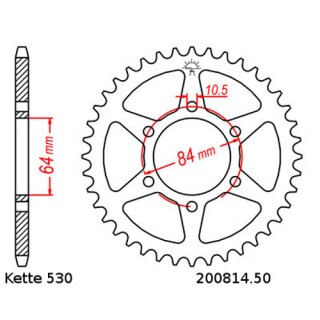 Kettenrad Stahl Teilung 530 und 50 Zähnen JTR814.50