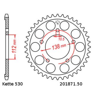Steel rear sprocket with pitch 530 and 50 teeth JTR1871.50