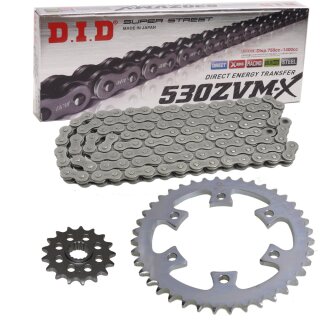 Chain and Sprocket Set compatible for Bombardier Desert Strom 650 04-06 chain DID 530 ZVM-X 110 open 16/40