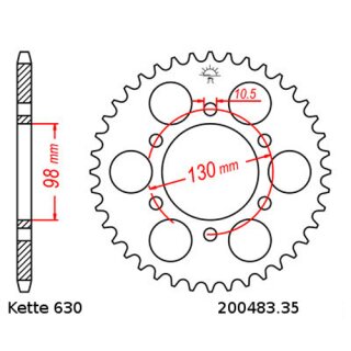 Kettenrad Stahl Teilung 630 und 35 Zähnen JTR483.35