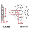 Kettensatz geeignet für Hyosung GV250 Aquila 01-13 Kette DID 520 VX3 116 offen 14/46