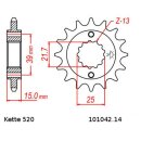 Chain and Sprocket Set compatible for Kymco KXR250 04-07 Chain DID 520 ZVM-X 94 open 14/38