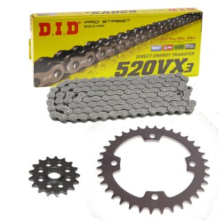 Chain and Sprocket Set compatible for Kymco MAXXER250 08-14 chain DID 520 VX3 94 open 14/38