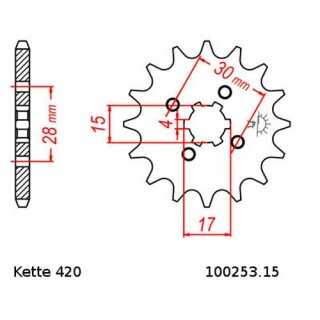 Kettensatz geeignet fr Honda MT 80 S 80-82  Kette RK CG 420 SB 104  offen  GRN  15/38