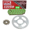 Kettensatz geeignet für Kawasaki KX 80 Big Wheel  98-00  Kette RK CG 420 SB 130  offen  GRÜN  13/51