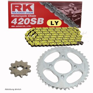 Kettensatz geeignet für Kawasaki KX 85 B Big Wheel 01-20 Kette RK LY 420 SB 130 offen GELB 13/51