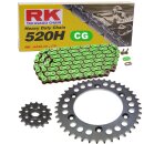 Kettensatz geeignet für Honda CR 125 R 00-01  Kette RK CG 520 H 114  offen  GRÜN  13/52