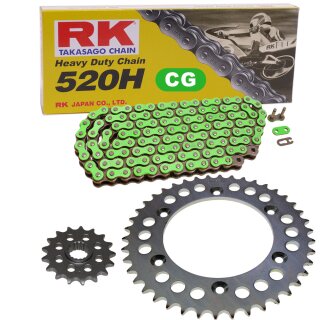 Kettensatz geeignet für Honda CR 250 R 96-02  Kette RK CG 520 H 114  offen  GRÜN  13/50