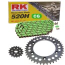 Chain and Sprocket Set compatible for Honda CR 250 R 90-91  Chain RK CG520H 116  open  GREEN  14/53