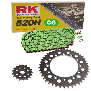 Kettensatz geeignet für Honda XL 250 R 82-83  Kette RK CG 520 H 102  offen  GRÜN  14/44