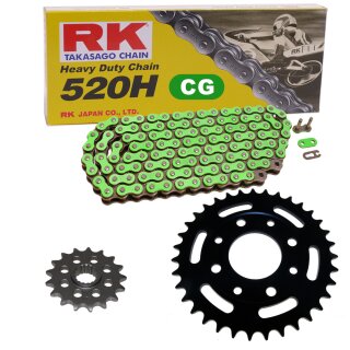 Chain and Sprocket Set Suzuki GZ 250 Marauder 99-10  Chain RK CG520H 110  open  GREEN  15/41