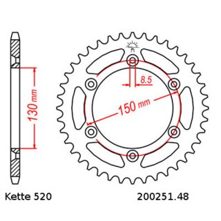 Kettensatz geeignet fr Yamaha YZ 125 05-19 Kette RK CG 520 H 112 offen GRN 13/48