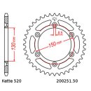 Kettensatz geeignet für Yamaha YZ 250 2T 05-19 Kette RK CG 520 H 114 offen GRÜN 14/50