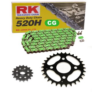 Chain and Sprocket Set compatible for Kymco MXU 50 09-14  Chain RK CG520H 78  open  GREEN  14/30