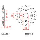 Chain and Sprocket Set compatible for Honda CMX 250 C Rebel 97-03  Chain RK FB520H 108  open  BLUE  14/33