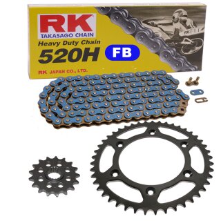 Chain and Sprocket Set compatible for Kawasaki KDX 200 95-06, Chain RK FB520H 108, open, BLUE, 13/47