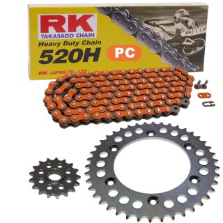 Kettensatz geeignet für Honda CR 125 R 04-07  Kette RK PC 520 H 116  offen  ORANGE  13/52