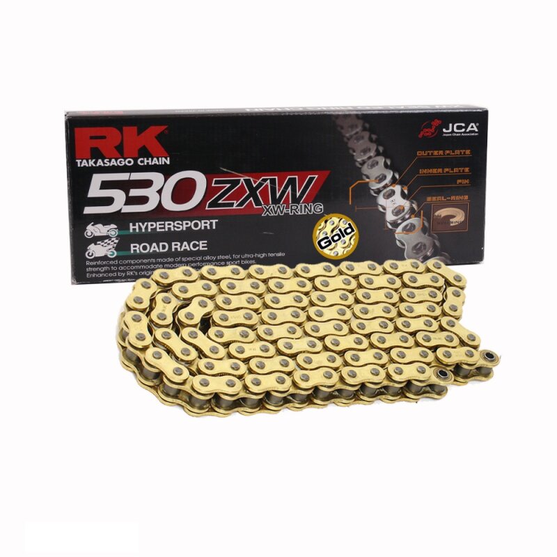 RK Racing Chain GB530GXW 116 116-Links Gold XW-Ring Chain with Connecting Link RK Racing Chain GB530GXW 116 116-Links Gold XW-Ring Chain with Connecting Link