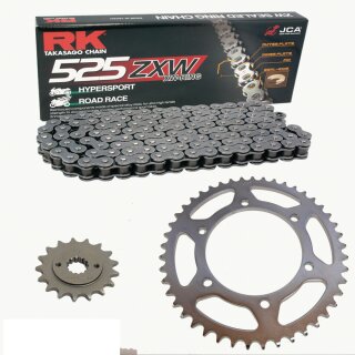 Chain and Sprocket Set compatible for Honda XRV 750 Africa Twin 93-01  Chain RK 525ZXW 124  open  16/45