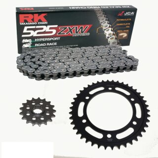 Chain and Sprocket Set compatible for KTM RC8 1190 Superbike Limited Edition 08-10, Chain RK 525ZXW 108, open, 17/37