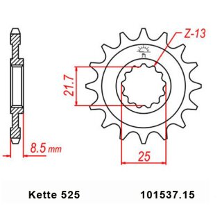 Kettensatz geeignet fr Triumph Daytona 675 13-17 Kette RK 525 ZXW 116 offen 16/47