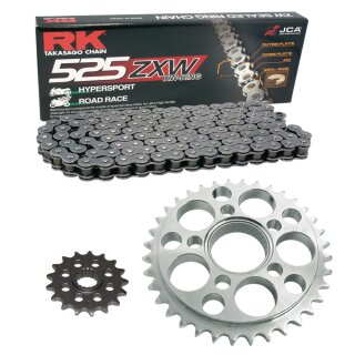 Chain and Sprocket Set compatible for Ducati Sport 1000 S 07-09  Chain RK 525ZXW 100  open  15/39