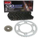Chain and Sprocket Set compatible for Suzuki GSX-R 750 96-97  Chain RK BL 530 GXW 108  BLACK SCALE  open  16/43
