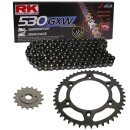 Chain and Sprocket Set compatible for Yamaha GTS 1000 Conversion 93-99  Chain RK BL 530 GXW 118  BLACK SCALE  open  17/47