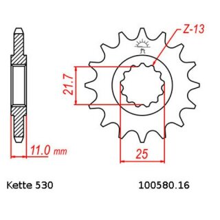 Kettensatz geeignet fr Yamaha FZR 750 R 89-92  CONVERSION Kette RK 530 ZXW 108  offen  16/46