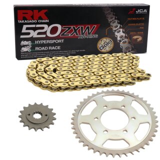 Kettensatz geeignet für Yamaha YZF R6 03-05 CONVERSION Kette RK GB 520 ZXW 116 GOLD offen 16/48-ALU