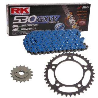 Chain and Sprocket Set compatible for Suzuki GSX 600 F 89-91  Chain RK BB 530 GXW 112  BLUE  open  14/46