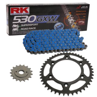 Chain and Sprocket Set compatible for Yamaha FZR 750 R 89-92  CONVERSION Chain RK BB 530 GXW 108  BLUE  open  16/46