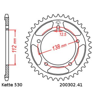 Kettensatz geeignet fr Honda VTR 1000 F 97-06  Kette RK RR 530 GXW 102  ROT  offen  16/41
