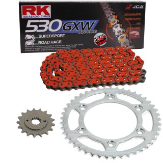 Kettensatz geeignet für Kawasaki ZZR 1100 93-94  Kette RK RR 530 GXW 110  ROT  offen  17/45