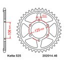 Aluminium rear sprocket with pitch 525 and 46 teeth...
