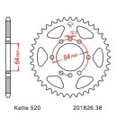 Steel rear sprocket with pitch 520 and 38 teeth JTR1826.38