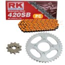 Kettensatz geeignet für Kawasaki KX 80 Big Wheel  98-00  Kette RK PC 420 SB 130  offen  ORANGE  13/51