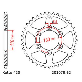 Kettensatz geeignet fr CPI SX 50 Supercross 03-10  Kette RK PC 420 SB 136  offen  ORANGE  11/62